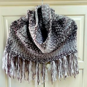 Super Soft Knit Poncho Fringe Scarf